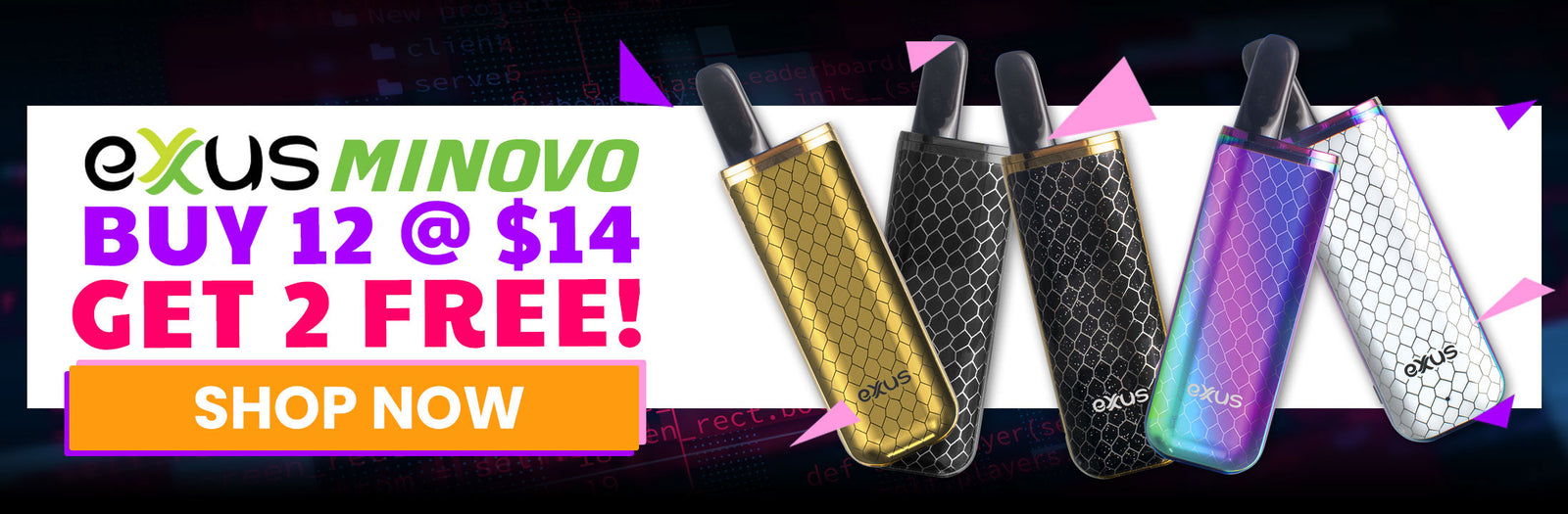 Cyber Monday Deal - Buy 12 Exxus MiNovos, Get 2 Free at Got Vape Wholesale