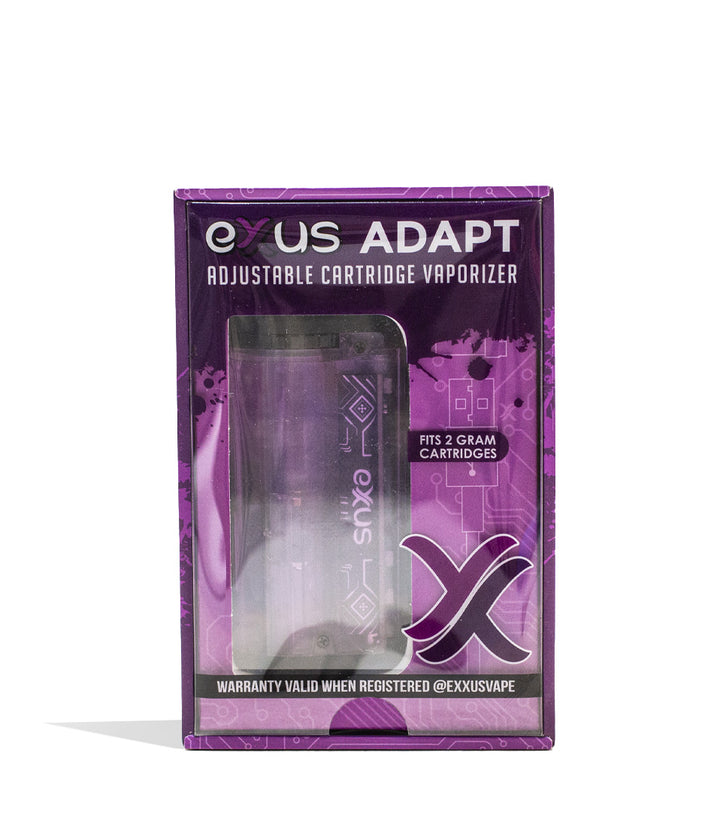 Purple Exxus Vape Adapt Cartridge Vaporizer Packaging Front View on White Background