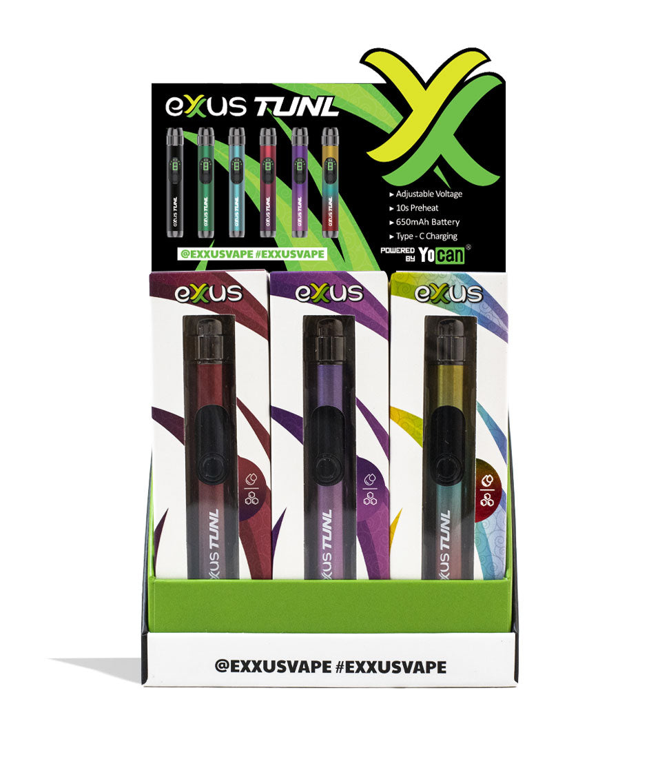 Exxus Vape TUNL Cartridge Vaporizer 12pk Open View with insert card on White Background