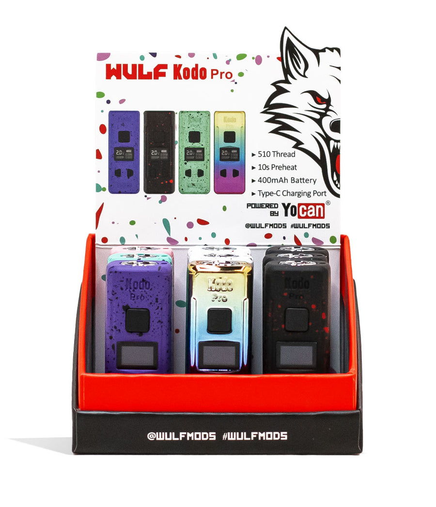 Wulf Mods KODO Pro Cartridge Vaporizer 9pk Packaging Open Packaging Open with Card Front View on White Background