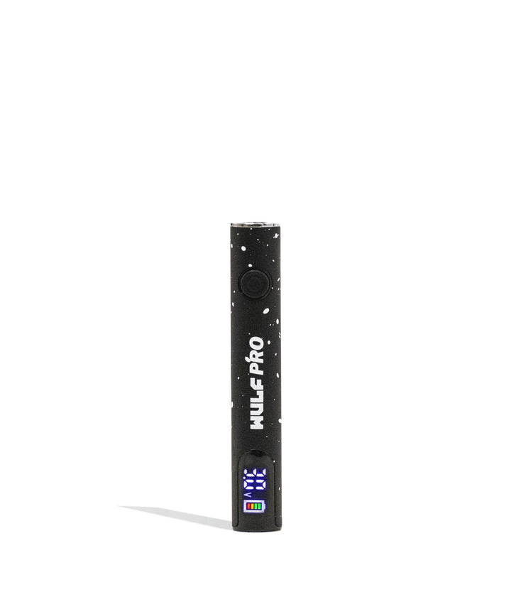 Black White Spatter Wulf Mods Pro 510 Variable Voltage Battery 15pk Front View on White Background