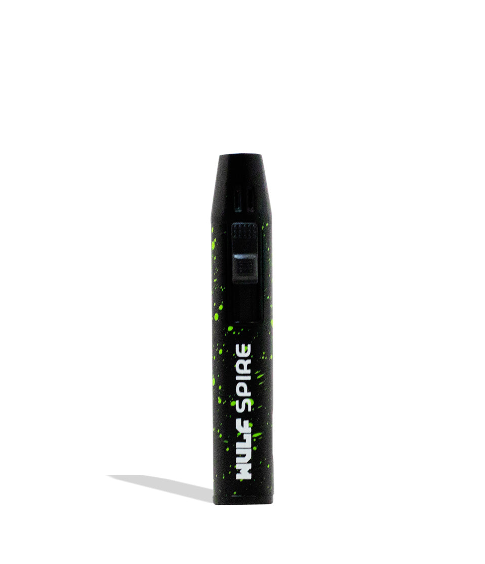 Black Green Spatter Wulf Mods Spire Pen Torch 9pk Front View on White Background