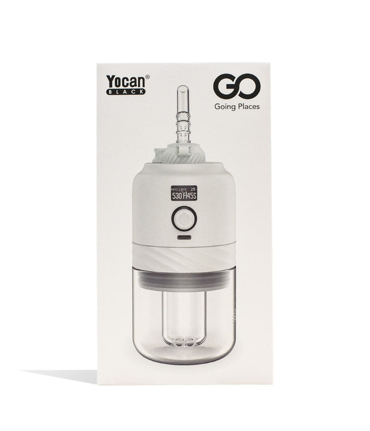 White Yocan Black GO Portable Concentrate Vaporizer Packaging Front View on White Background