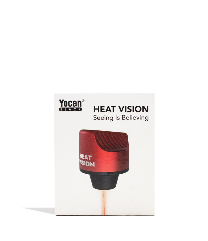 Red Yocan Black Heat Vision Thermometer Carb Cap Packaging Front View on White Background