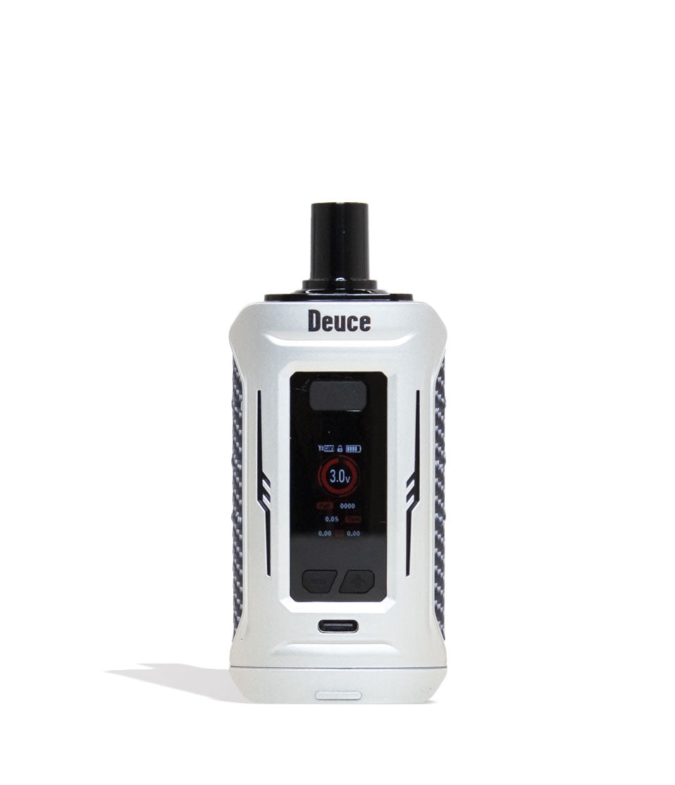 Silver Yocan Deuce Dual Cartridge Battery Front View on White Background