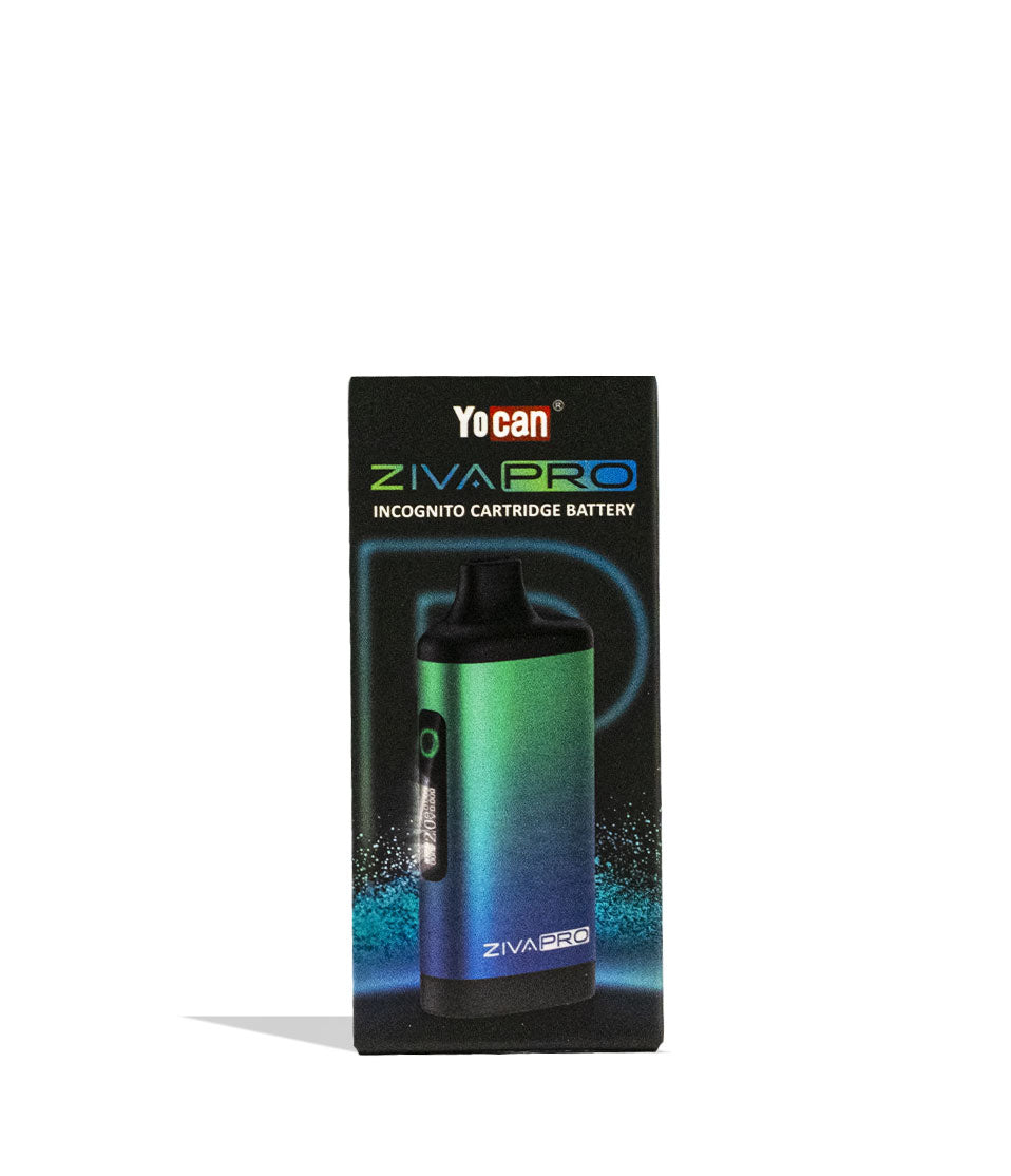 Cyan Yocan Ziva Pro 2g Cartridge Vaporizer 10pk Packaging Single Front View on White Background